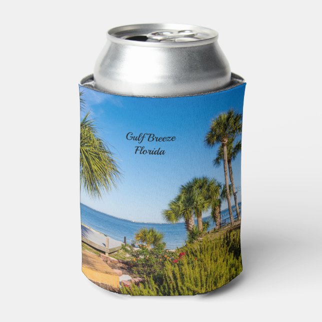 Palm Trees Bayside Morning Can Cooler (Can Front)