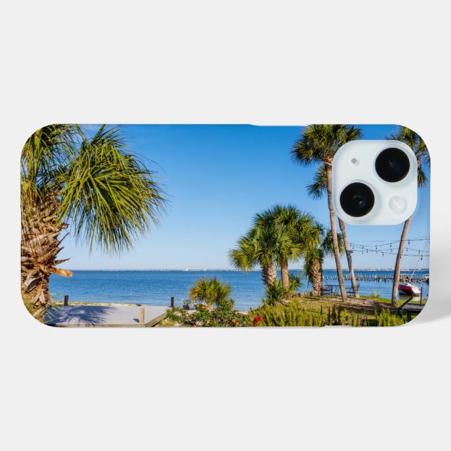 Palm Trees Bayside Morning iPhone Case (Back (Horizontal))