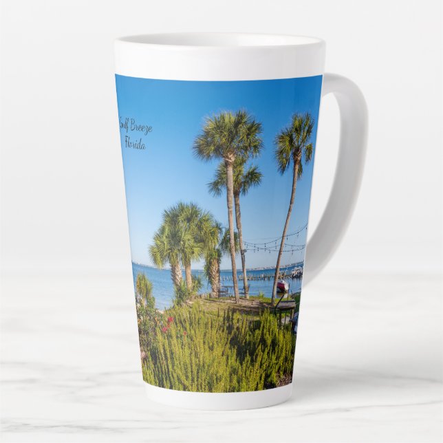 Palm Trees Bayside Morning Latte Mug (Right Angle)