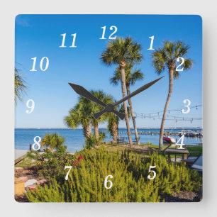 Palm Trees Bayside Morning Wall Clock