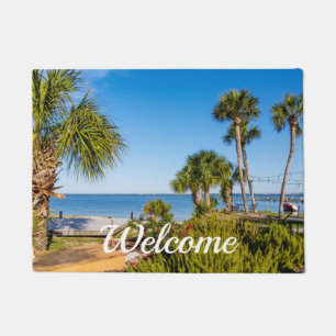 Palm Trees Bayside Morning Welcome Doormat