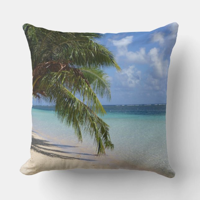 palm trees, beach and rocks cushion (Front)