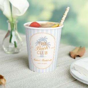 Palm Trees Beach Bach Club Bachelorette Weekend Paper Cups