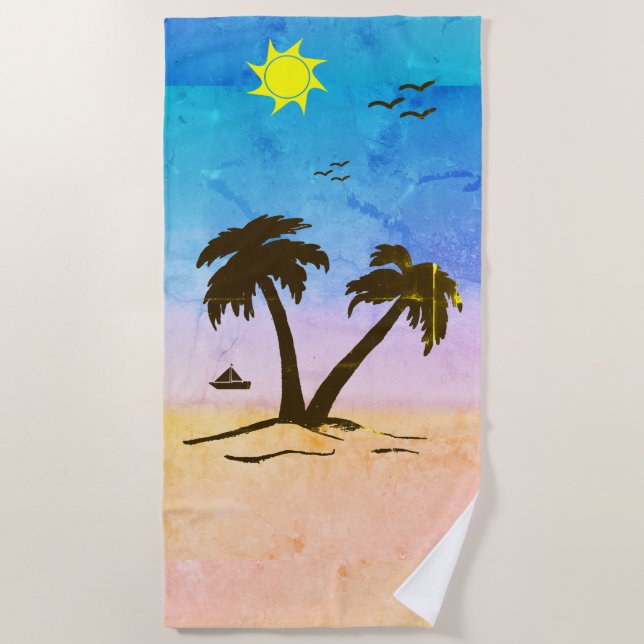 Palm Trees Beach Beach Towel (Front)