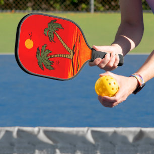 Palm Trees Beach Blazing Sun Pickleball Paddle
