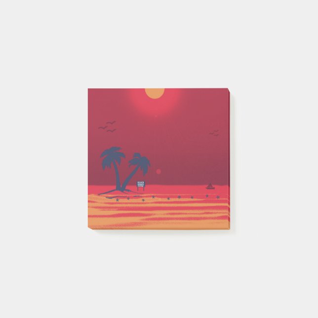 Palm Trees Beach Blazing Sunset Post-it Notes (Front)
