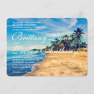 Palm Trees Beach Destination Wedding Invitations