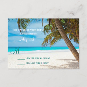 Palm Trees Beach Destination Wedding RSVP Cards