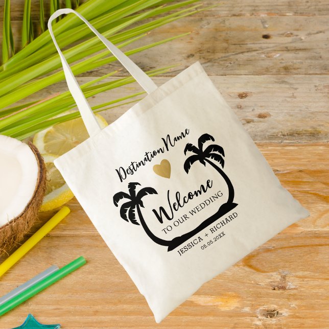 Palm Trees Beach Destination Wedding Welcome  Tote Bag (Creator Uploaded)