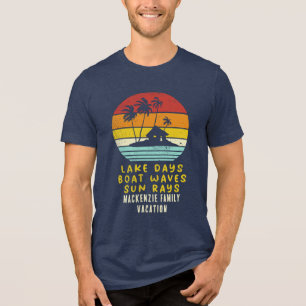 Palm Trees Beach Hut Family Vacation Custom Retro Tri-Blend Shirt