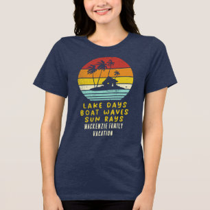 Palm Trees Beach Hut Family Vacation Custom Retro Tri-Blend Shirt