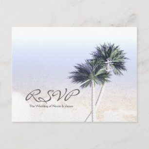 Palm Trees Beach Paradise Wedding RSVP cards