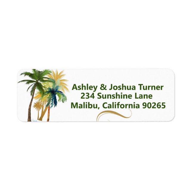 Palm Trees Beach Return Address Return Address Label (Front)