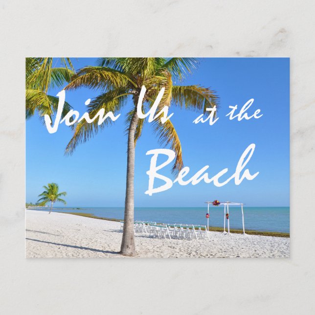 Palm Trees Beach Summer Save the Date Announcement Postcard (Front)