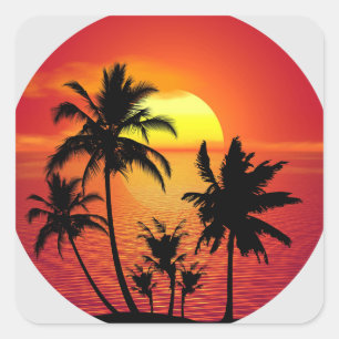 Palm Trees Beach Sunset  Sticker