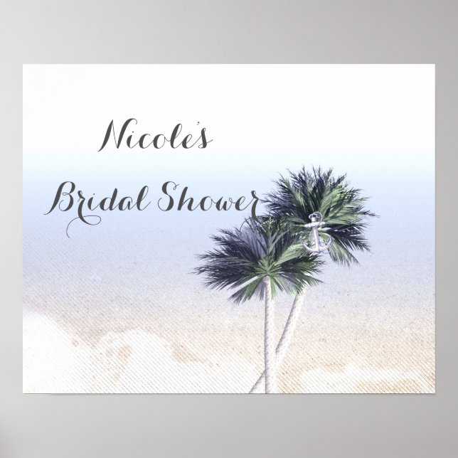 Palm Trees Beach Tropical Bridal Shower Banner Poster (Front)