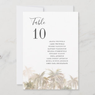 Palm Trees Beach Wedding Table Numbers