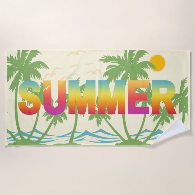 Palm Trees Beautiful Summer Beach Towel (Front)