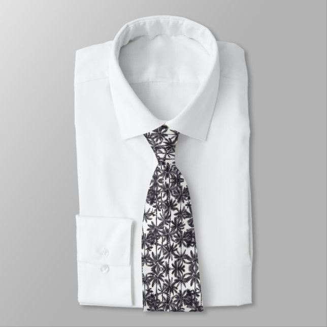 Palm trees Black and White Tie (Tied)