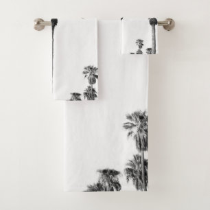 Palm Trees Black & White Vibes #6 #wall #decor Bath Towel Set