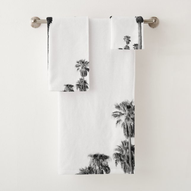 Palm Trees Black & White Vibes #6 #wall #decor  Bath Towel Set (Insitu)