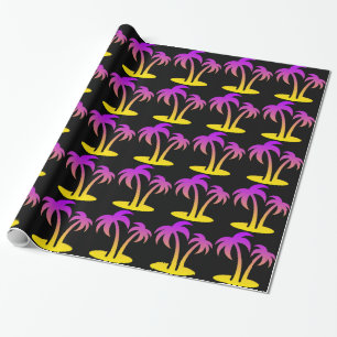 Palm Trees Black Wrapping Paper