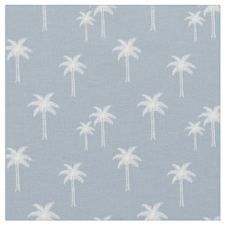 Palm Trees Boho Coastal Tropical Summer Blue Fabric
