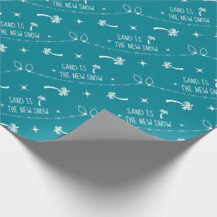 Palm Trees & Christmas Lights Sand & Snow   Teal Wrapping Paper