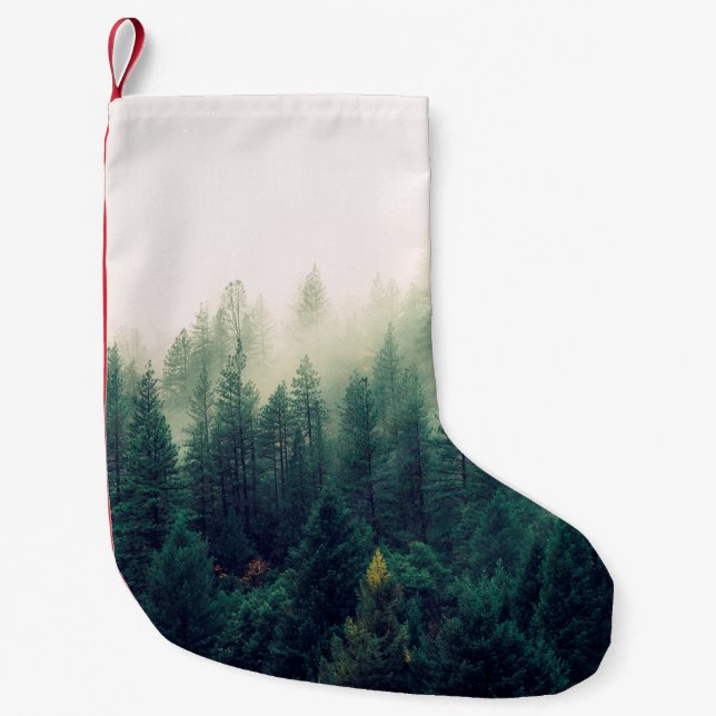 PALM TREES COVERED WITH FOG SMALL CHRISTMAS STOCKING (Front)