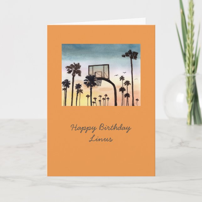 Palm Trees customisable birthday card  (Front)
