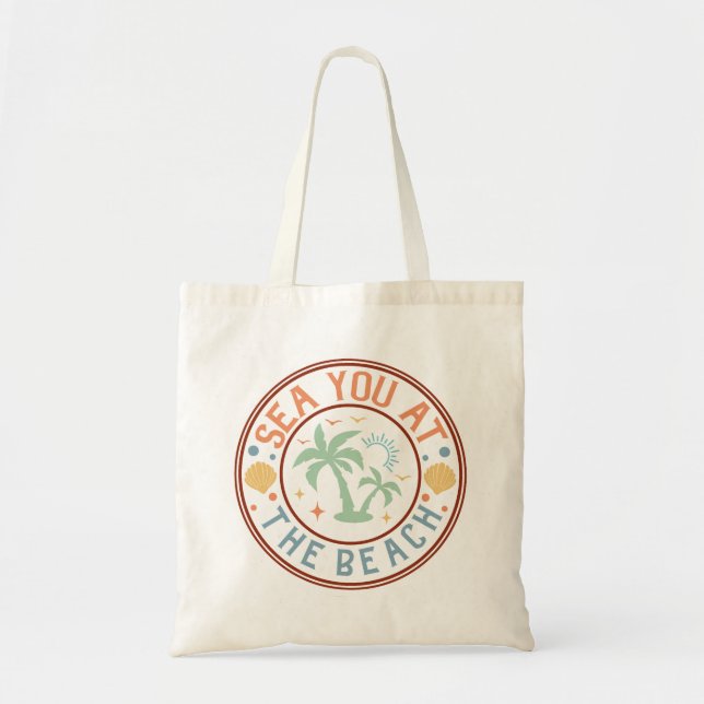 Palm Trees Cute Girly Beach Tote Bag (Front)