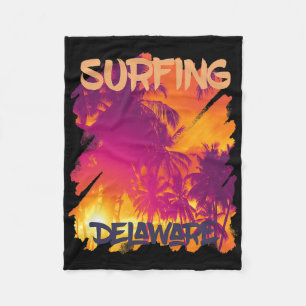 Palm Trees Delaware Vacation Beach Ocean  Fleece Blanket