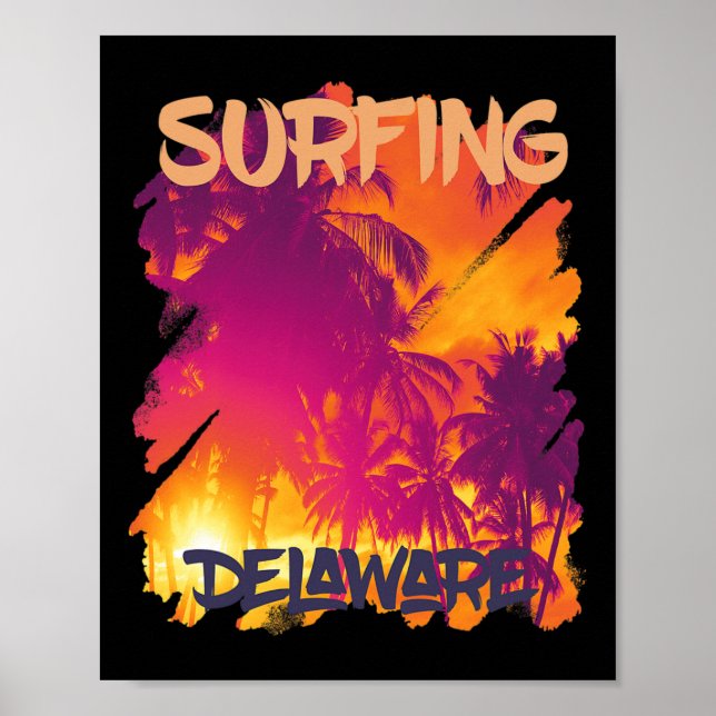 Palm Trees Delaware Vacation Beach Ocean  Poster (Front)