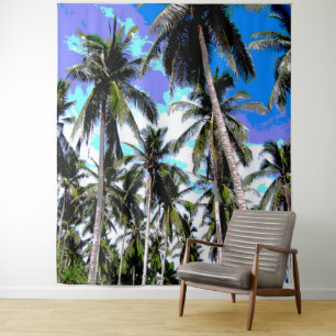 Palm Trees Design Posterised Effect Tapestry