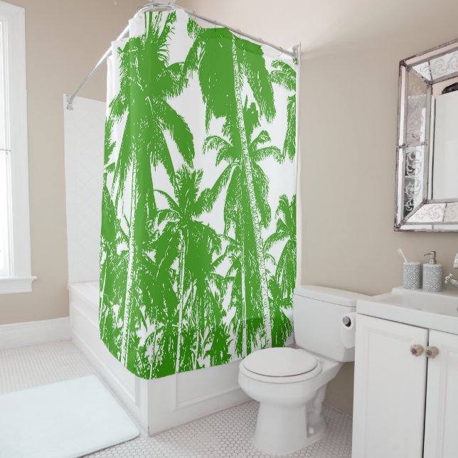 Palm Trees Design Shower Curtain (In Situ)