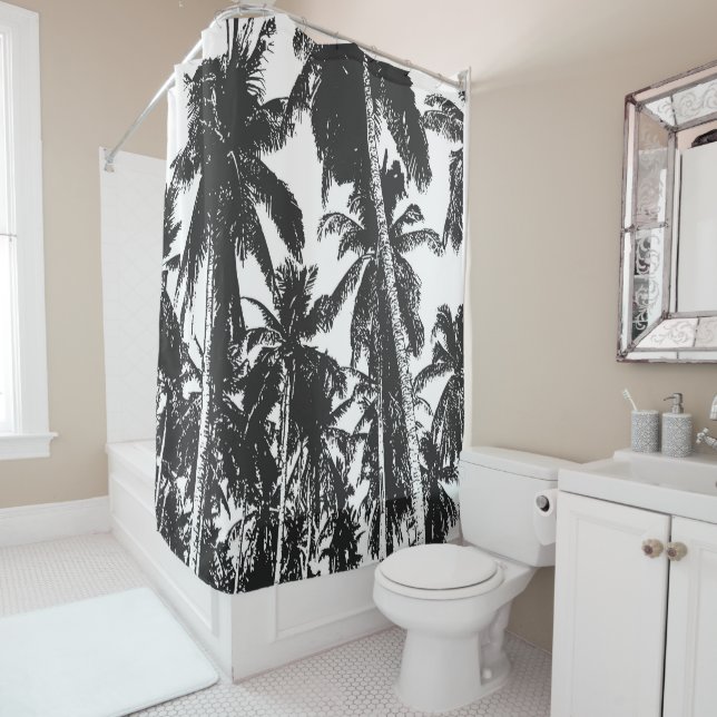 Palm Trees Design Shower Curtain (In Situ)