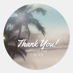 Palm Trees Elegant Tropical Beach Party Favour Classic Round Sticker