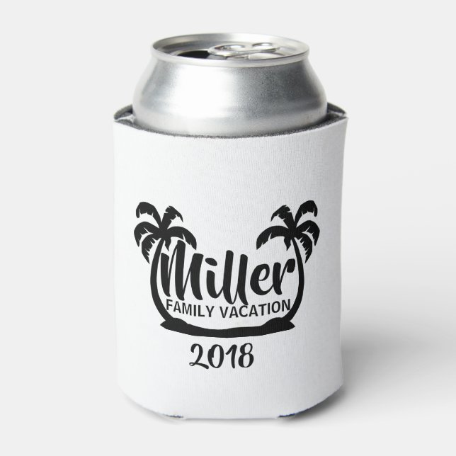 Palm Trees Family Vacation Can Cooler (Can Front)