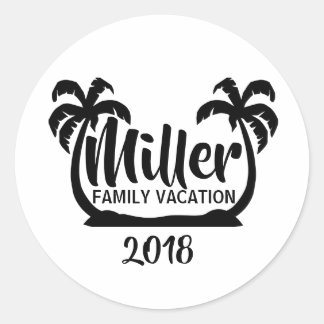 Palm Trees Family Vacation Classic Round Sticker