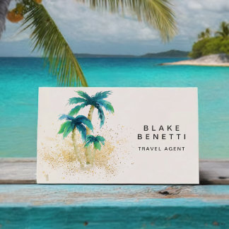 Palm Trees Gold Sand Tropical Beach Business Card