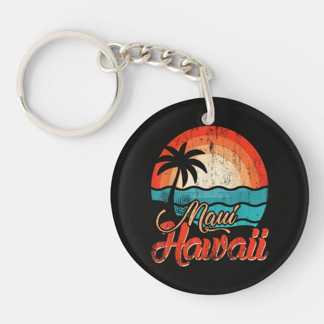 Palm Trees Hawaiian Beach  Key Ring (Front)