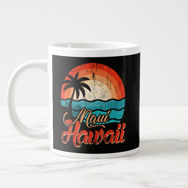Palm Trees Hawaiian Beach Large Coffee Mug (Left)