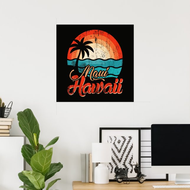 Palm Trees Hawaiian Beach Poster (Home Office)