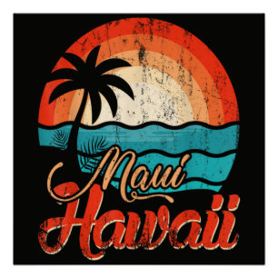 Palm Trees Hawaiian Beach Poster