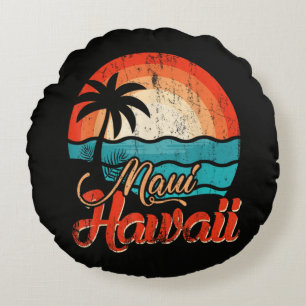 Palm Trees Hawaiian Beach Round Cushion