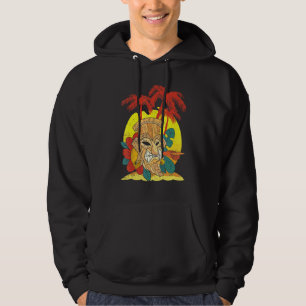 Palm Trees Hawaiian Tiki Mask Luau Party Polynesia Hoodie