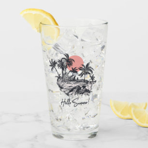 Palm Trees Hello Summer Glass