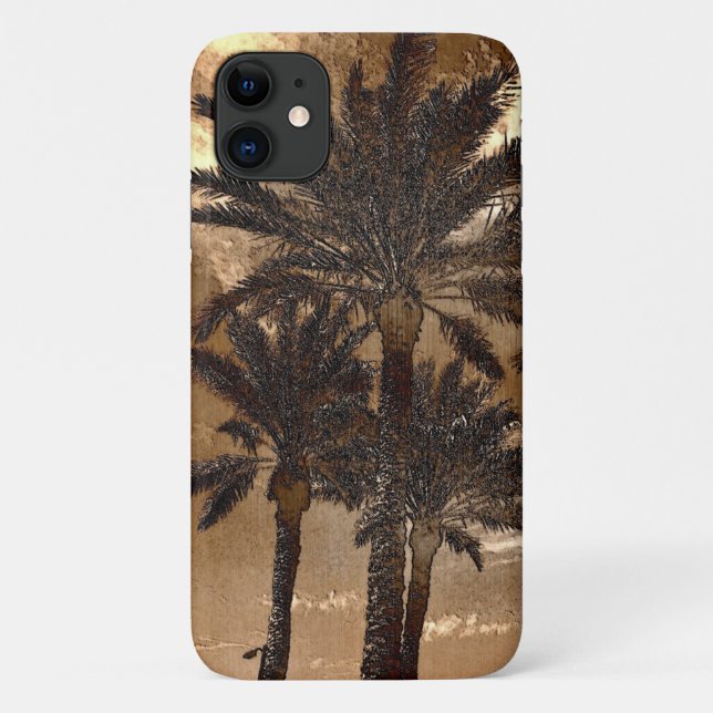 Palm Trees High Sepia Case-Mate iPhone Case (Back)