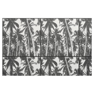 Palm Trees in a Black and White Silhouette Effect  Fabric