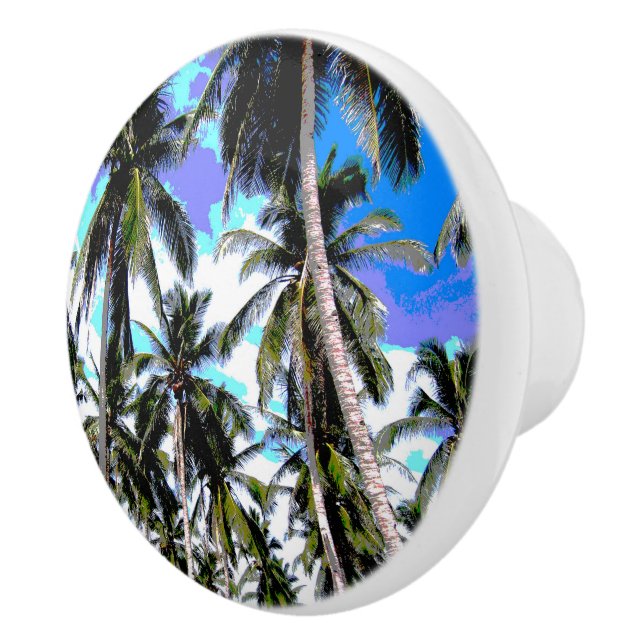 Palm Trees in a Posterised Design Ceramic Knob (Right)